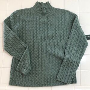 Ralph Lauren Green Cowl Neck Sweater with Cable Knit